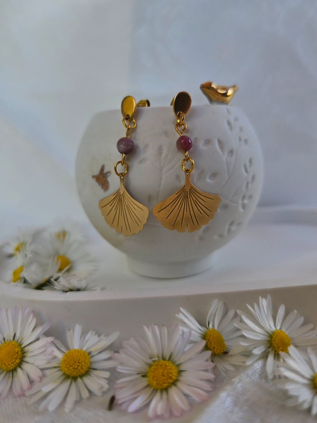 Boucles d'oreilles "Soleil de Gingko"