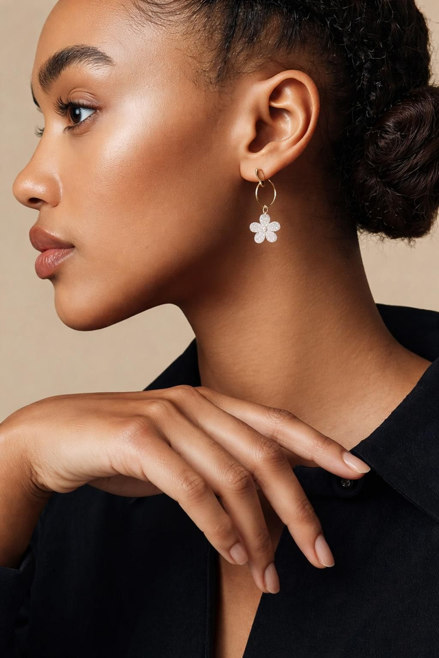 Boucle anneaux fleurs petit modèle- collection Ivoire 