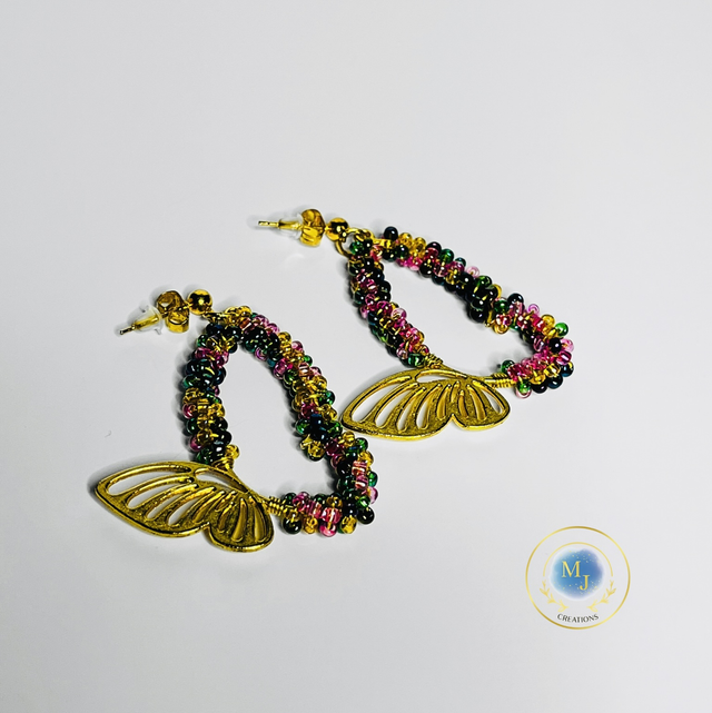 Twilight Wings – Multicolor Butterfly Beaded Earrings