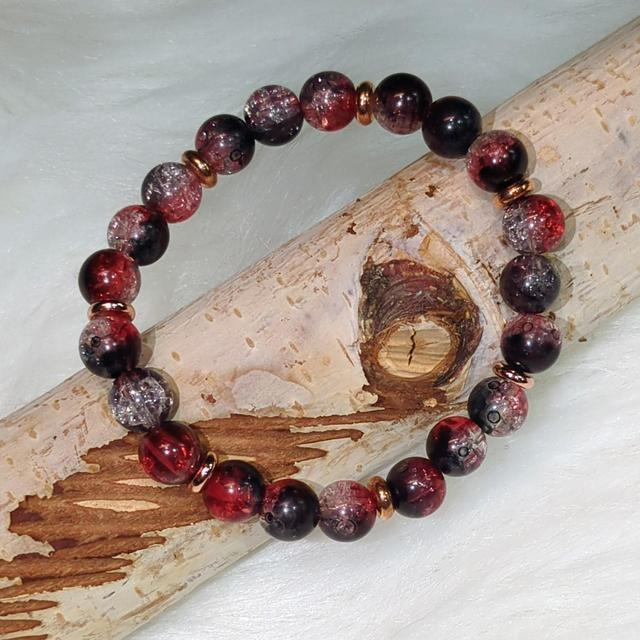 "Grenade givrée" - Bracelet perles en résine - 15 cm