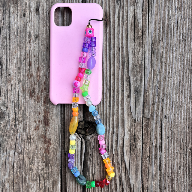 Grigri de téléphone Pierres multicolores - Taille M