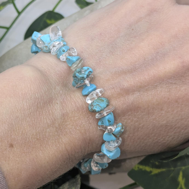Bracelet "Turquoise & Cristal de roche" baroque BR-236