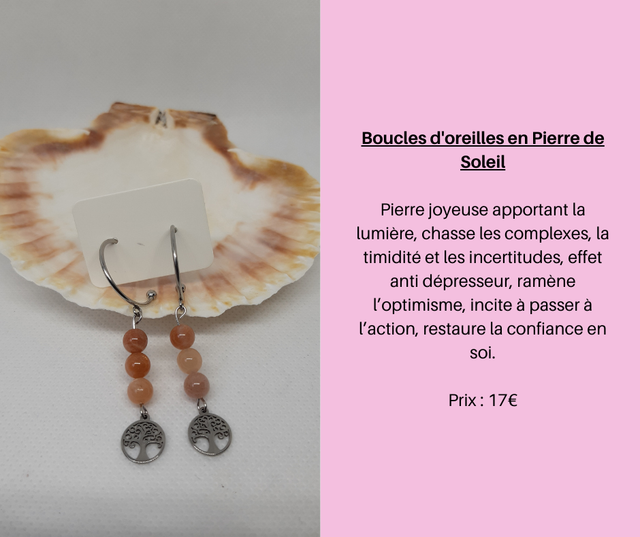 116- Boucles d'Oreilles en Pierre de Soleil