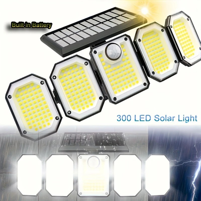  Motion Sensor PODOFO 300 LED Solar Security Lights 5 Heads