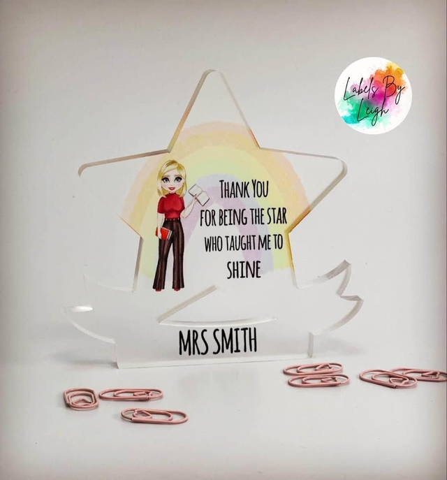 Teachers free standing star gift
