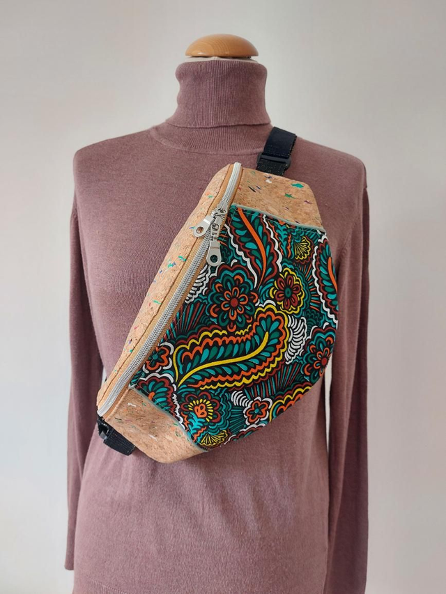 Sac banane en tissus liège et wax