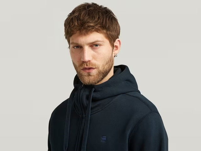 G-STAR Felpa cappuccio con zip logo ricamtato lato cuore