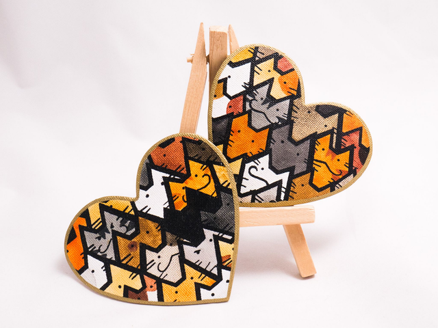 KOTY magnes ręcznie malowany akwarela kształt serce