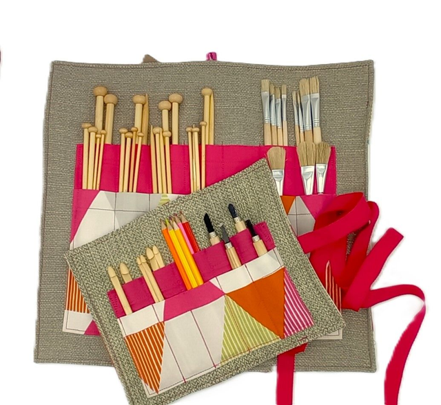 Storage Wrap Craft Tools Crochet Hooks Knitting Needles Craft Knives Pencils Artist brushes