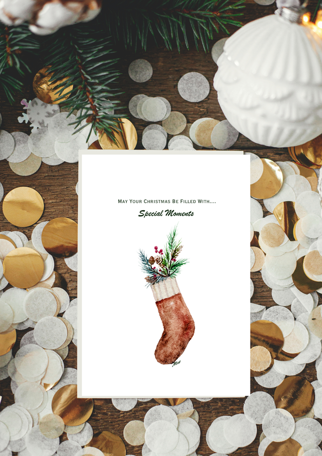 Christmas Card - Warm Wishes Stocking Card