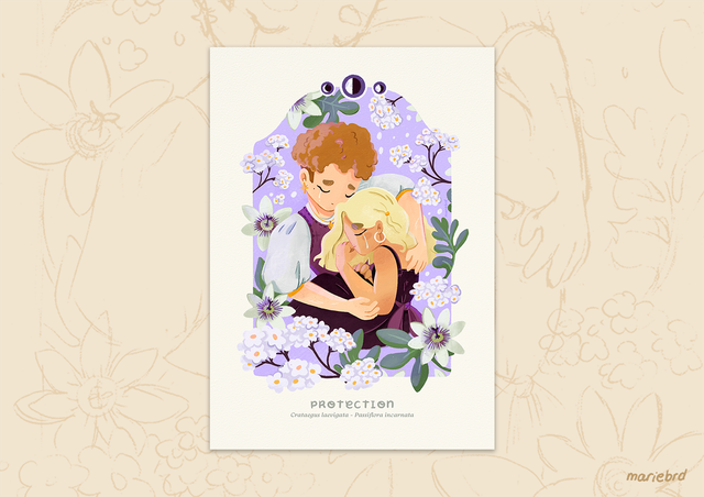 Protection et Passiflore Aubépine | Print A4 - Collection des plantes 🌿