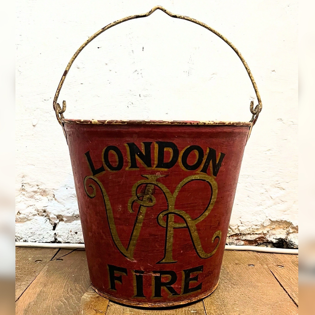 A Vintage Metal Hand Painted London Fire Bucket