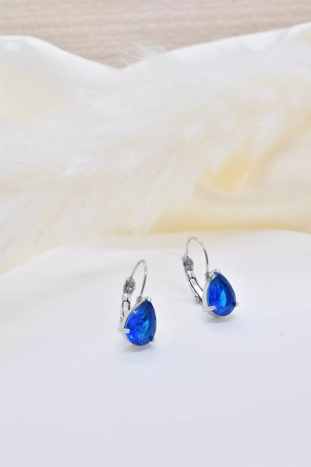  BOUCLES D'OREILLES - Couleur Argent Bleue 