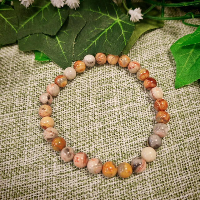 Bracelet 6mm agate crazy lace