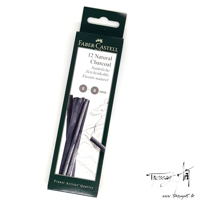 FABER CASTELL - FUSAIN NATUREL 12 BATONNETS 5-8 mm - FB027000
