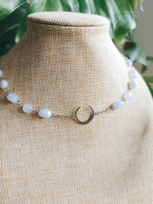 COLLIER - LUNA (agate blue lace)