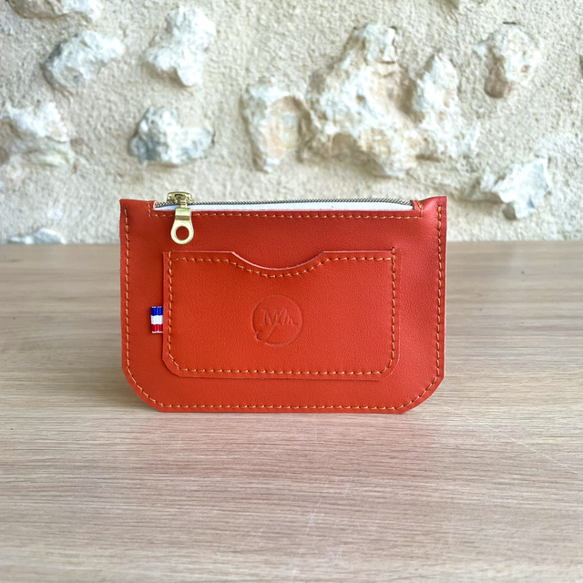 Porte cartes / porte monnaies orange 