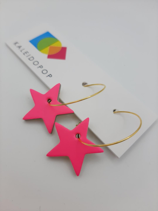 Reversible star hoops - pink 