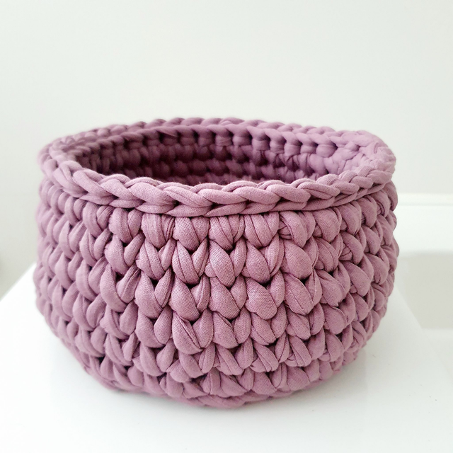 Gehaakt mandje - heidepaars