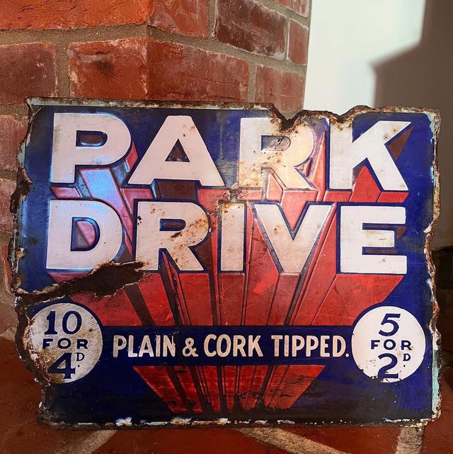 Early 20th Century Park Drive Cigarettes Enamel Sign
