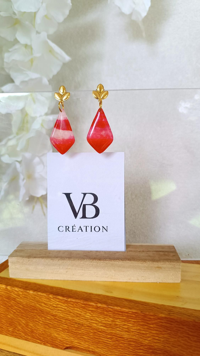 Losanges rubis puce fleur dorée 