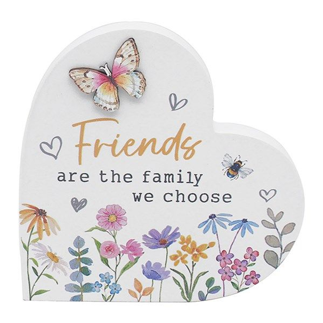 Pretty Floral Heart Plaque Friends
