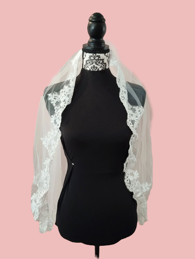 Voile mariée simple dentelle 75 cm