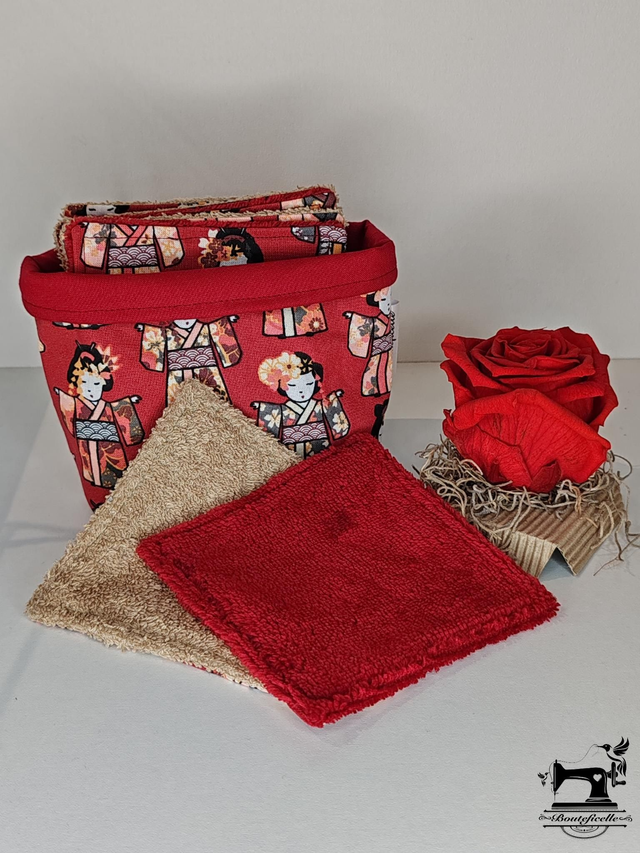 Lingettes lavables "GEISHA" Bordeaux