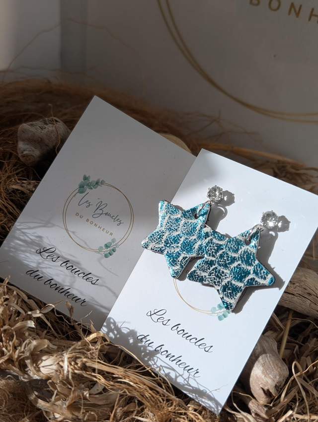 Boucles d&#039;oreilles Petite étoile bleu turquoise st019
