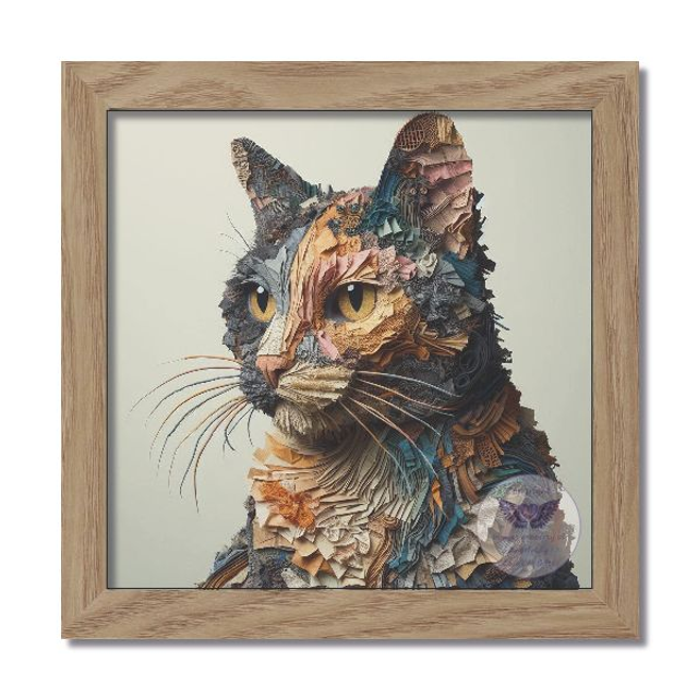 Artistic print of cat in square frame (C08)