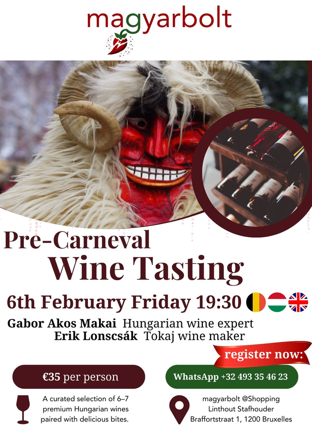 6th February: Pre-Carneval Wine Tasting: Hungarian Wines