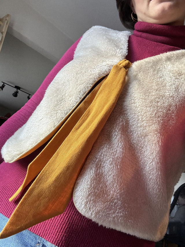 Gilet de berger réversible ocre et beige femme 