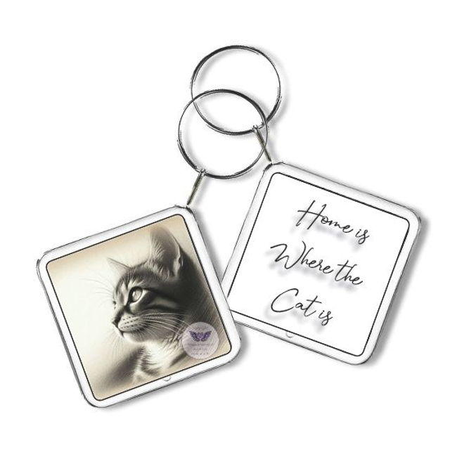 Artistic cat print Square Keyring (C20)