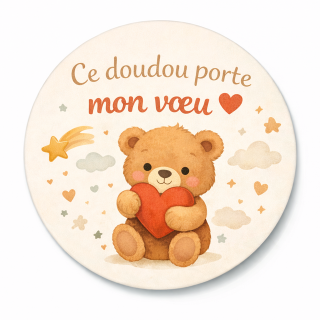 Badge ce doudou porte mon vœu
