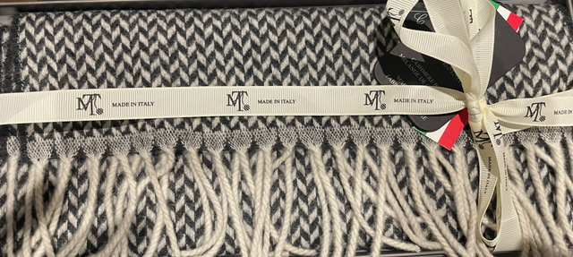 Heren sjaal cashmere 30 x 180cm zwart/ecru