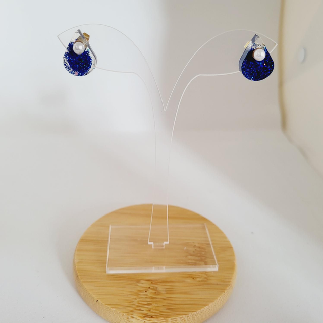 BOUCLE D'OREILLE GOUTE D’EAUX BLEU 