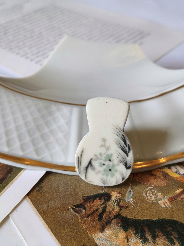 Broche boutonnière - porcelaine et argent 925 - porcelaine de Limoges, Haviland - no.2