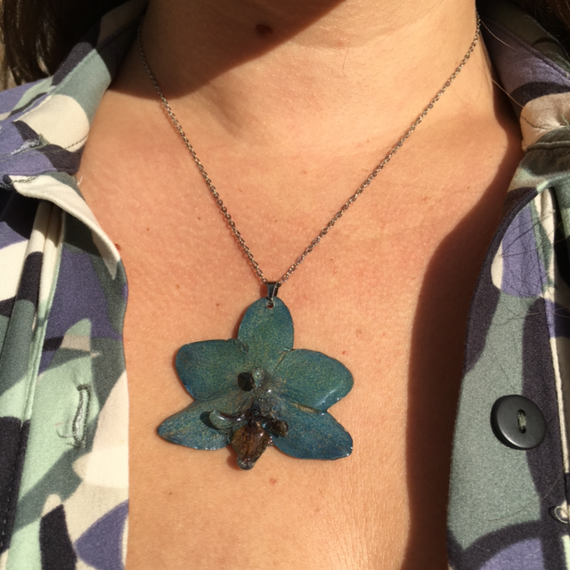 Blue Butterfly Orchid Necklace