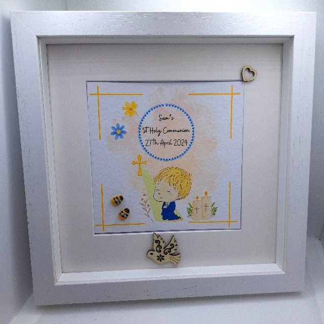 Boys&#039; First Communion and Confirmation Keepsake Frame-Personalised with Name and Date. 