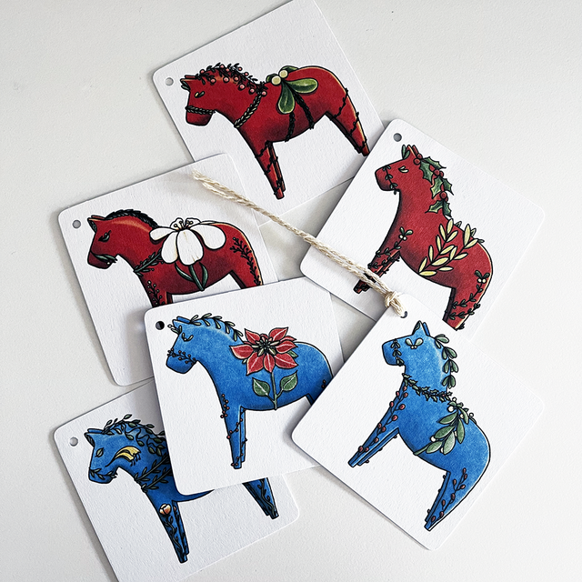 Christmas Gift Labels (Pack of 6) - Dala Horse