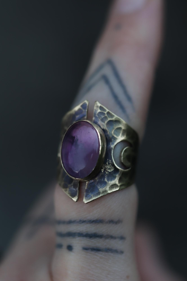 ◈ Moon ◈ Bague améthyste réglable