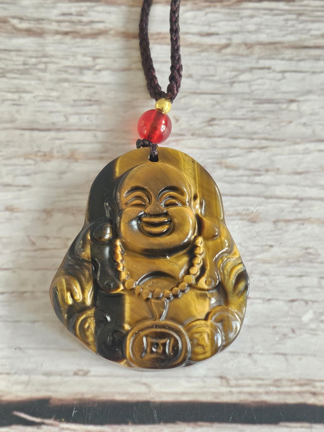 Pendentif Bouddha souriant en Œil de tigre