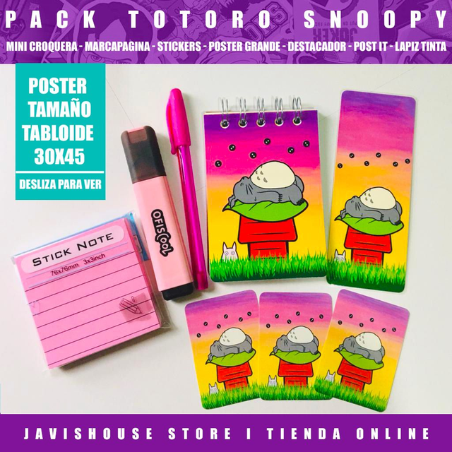 Pack Papeleria Totoro Snoopy