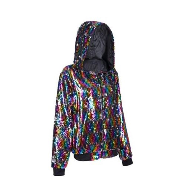 Hooded sequin jacket