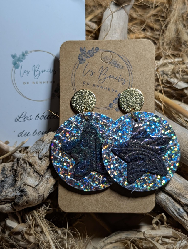 Boucles d'oreilles création variée Moon étoile cv007