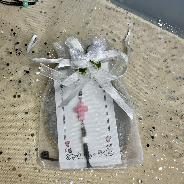 Adjustable bracelet with quartz cross. Fully adjustable cord bracelet.