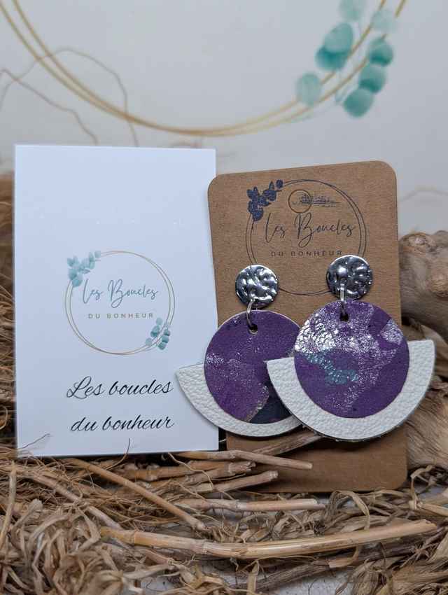 Boucles d'oreilles Dona violet beige do118