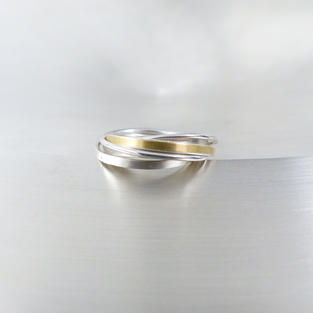 Ring 6-teilig Silber mit Gold 900/-