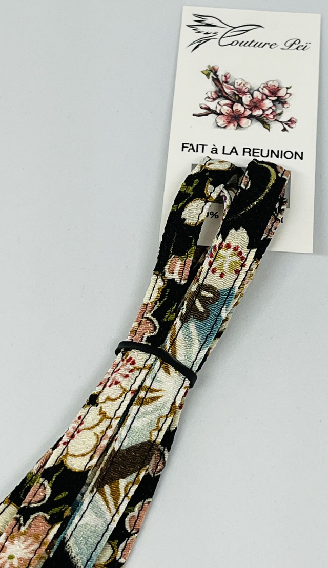 Lacet collection "Japon" noir fleuri 120 cm