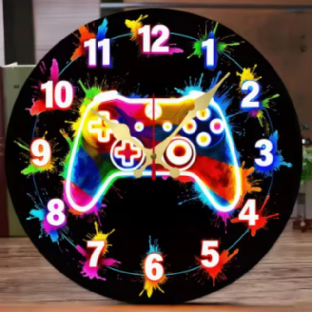 Ronde wandklok van hout Game Controller (25cm)